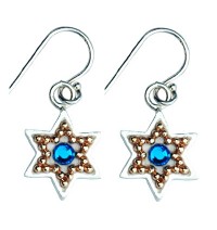 Enamel Star of David Earrings with Swarovsky Crystals